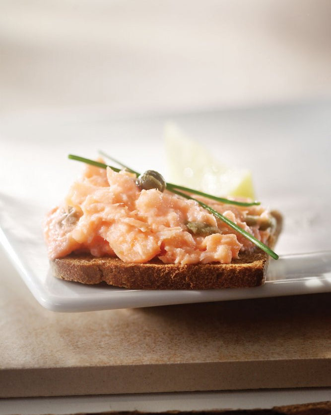 Rillettes de truite et crevettes fumées